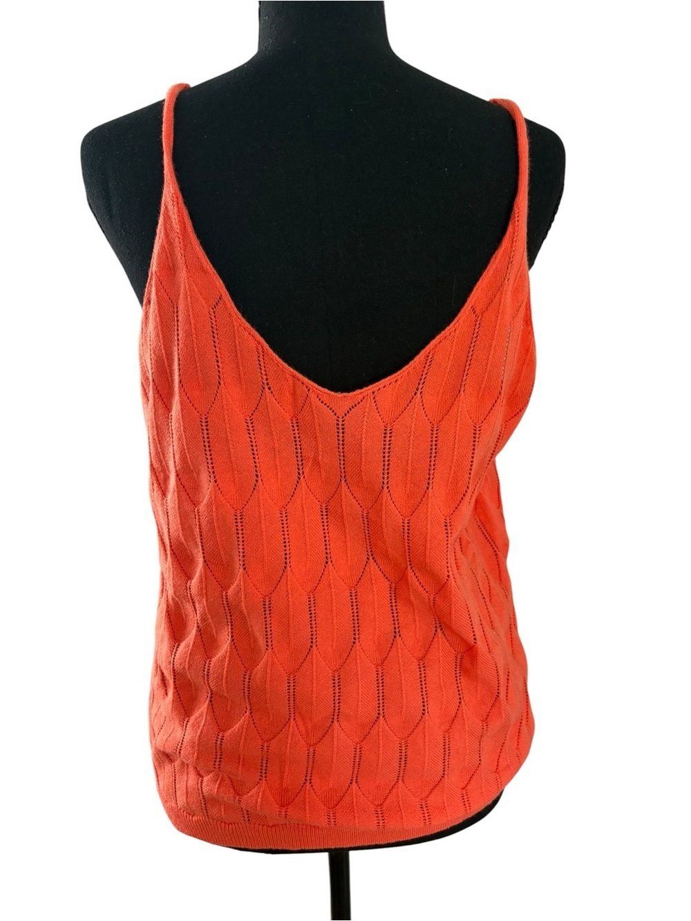 Women's Orange V-Neck Knit Tank Top - Picture 4 of 8